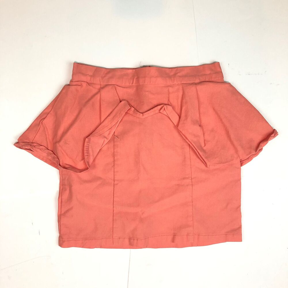 NASTY GAL Pink Ruffle Front Side Hips Straight Pencil Mini Skirt Small USA UUU8